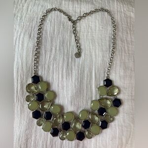 Talbots Silver Tone and Green Bib Statement‎ Necklace